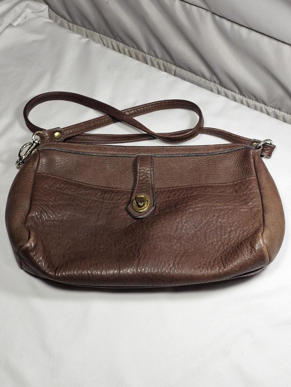 Vintage Davey’s Brown Leather Crossbody Bag Purse Made in Worcester MA